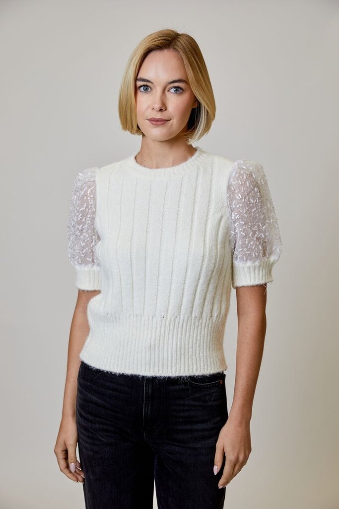 Design History Beaded Sleeve Top