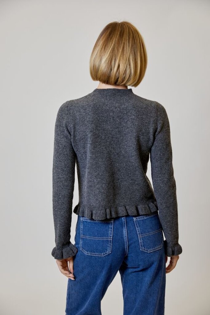 Design History Ruffle Placket Cardigan