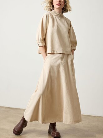 Lilla P Knit Collar Twill Top