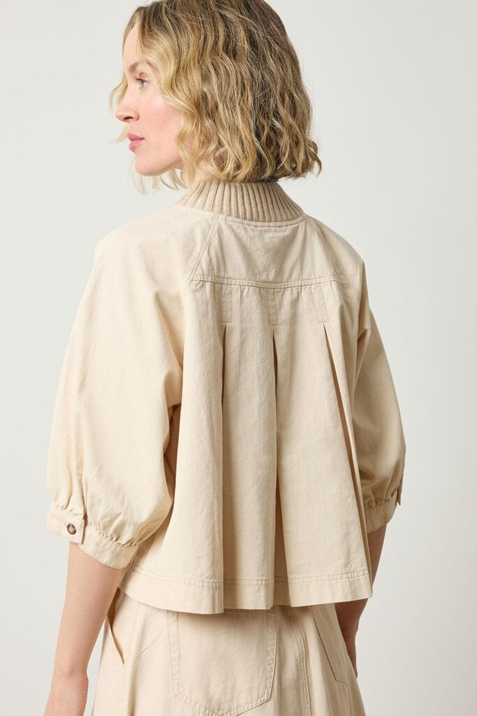 Lilla P Knit Collar Twill Top