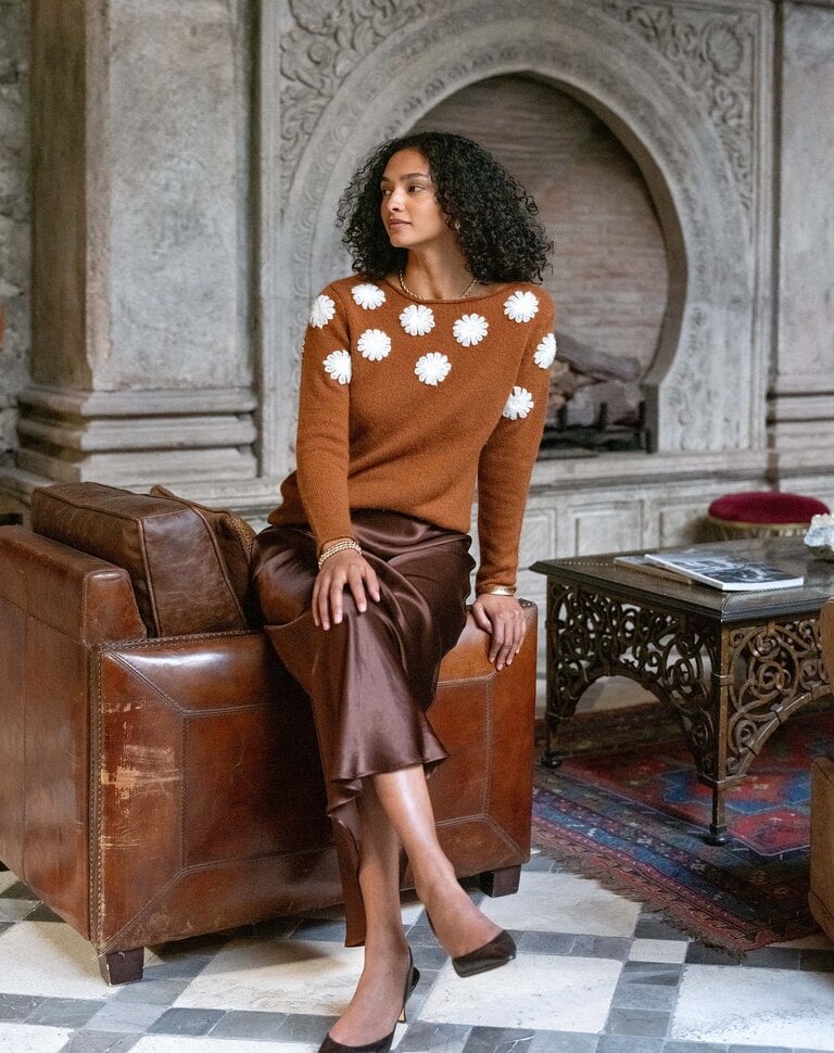 Voyageur by Mersea Camellia Embroidered Sweater