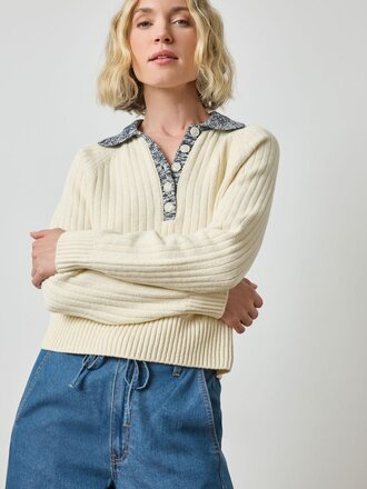 Lilla P Marled Henley Sweater