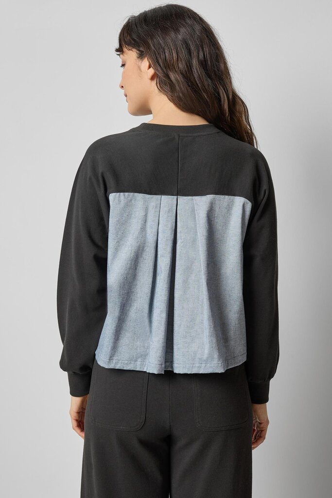 Lilla P Chambray Pleat Back Pullover