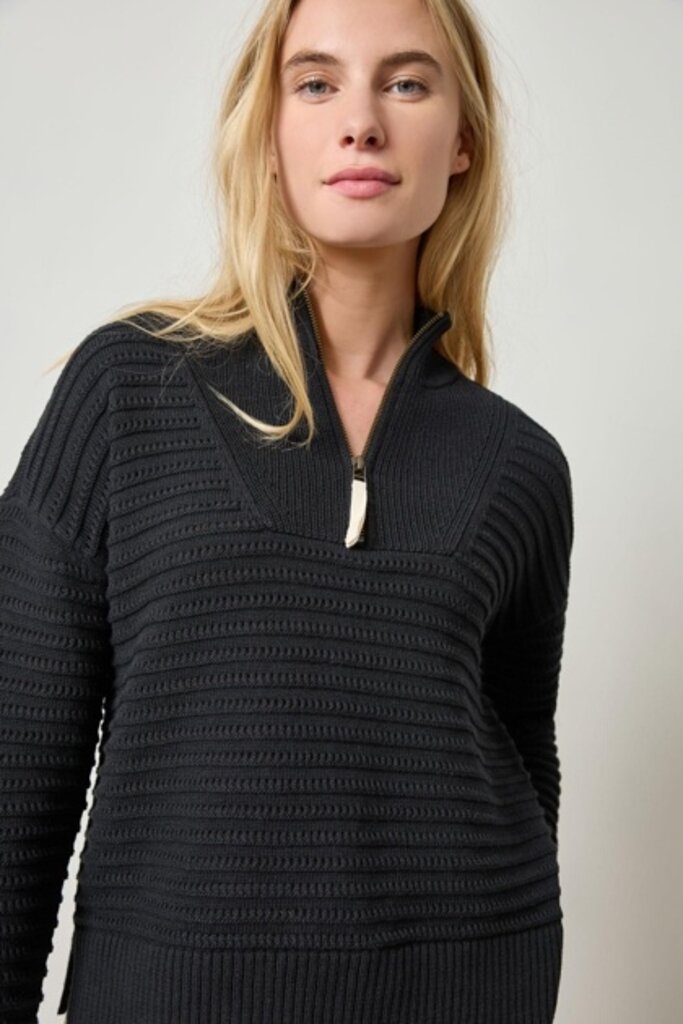 Lilla P Pointelle Half Zip Sweater