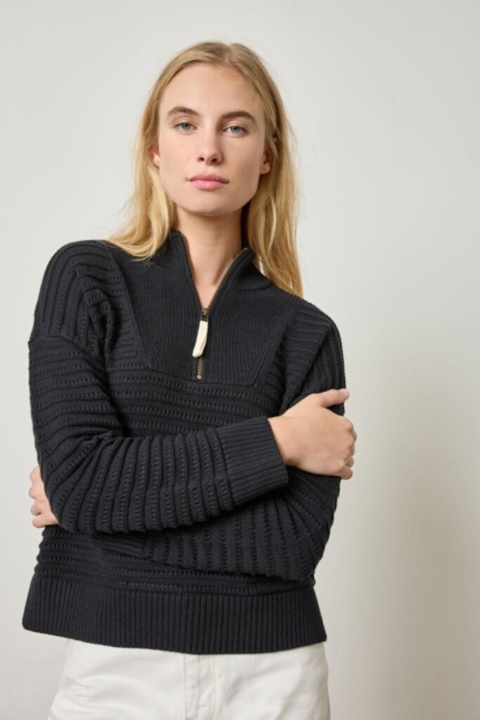 Lilla P Pointelle Half Zip Sweater