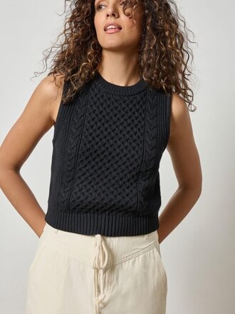 Lilla P Cropped Cable Tank Sweater