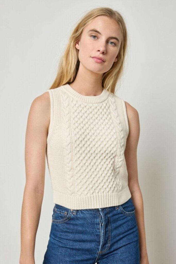 Lilla P Cropped Cable Tank Sweater