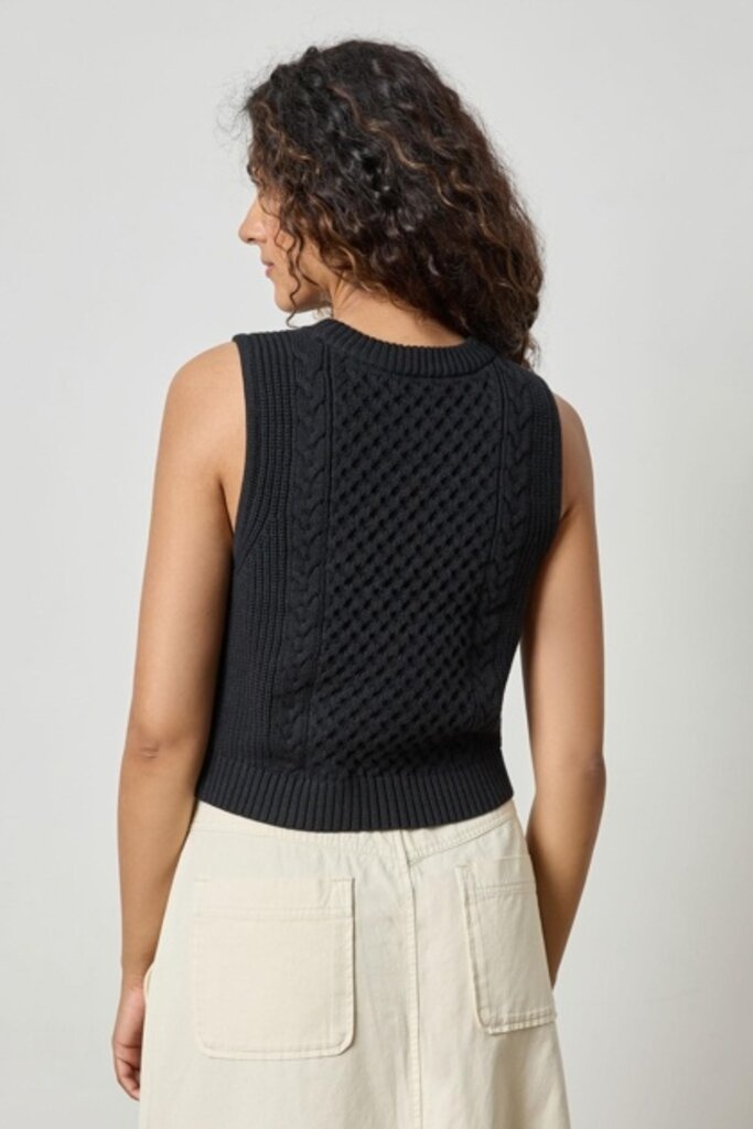 Lilla P Cropped Cable Tank Sweater