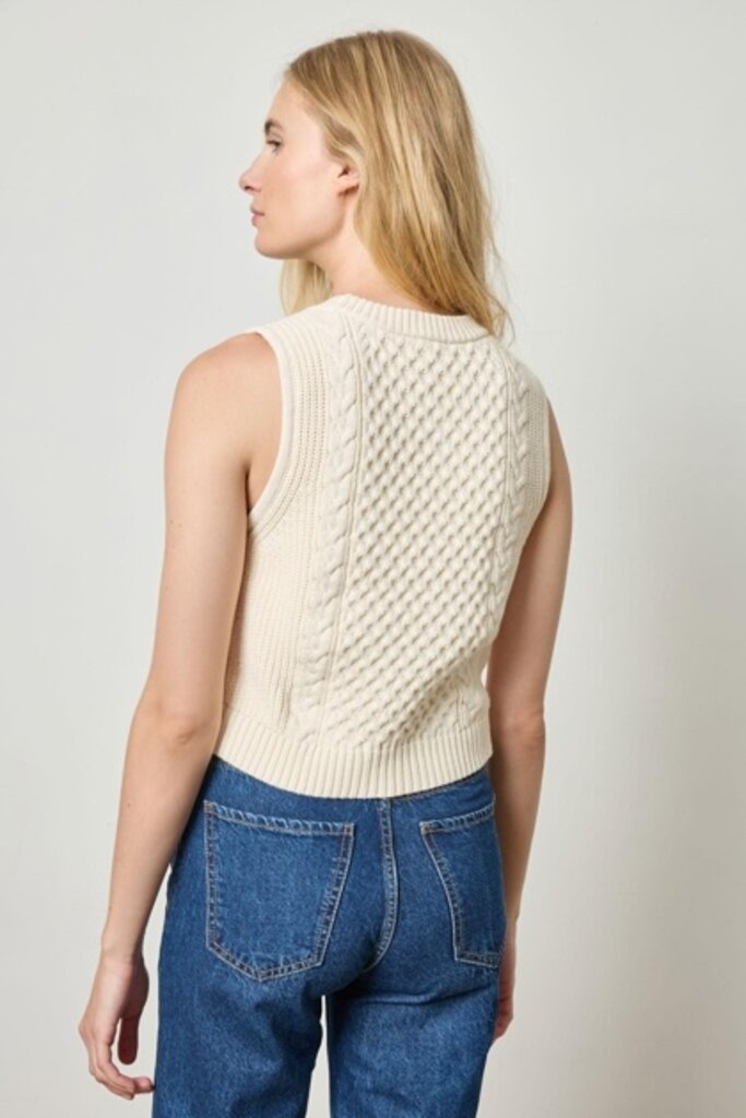Lilla P Cropped Cable Tank Sweater