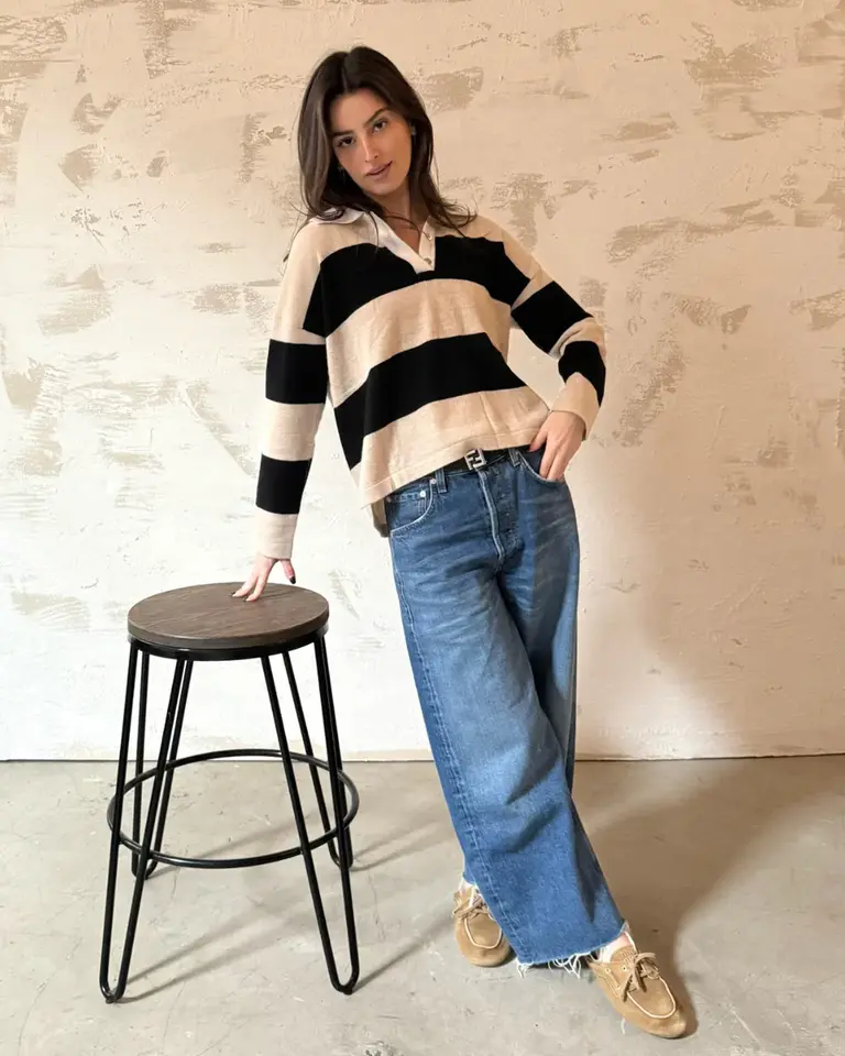 Archer Cashmere Ryan Rugby Polo Sweater