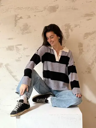 Archer Cashmere Ryan Rugby Polo Sweater