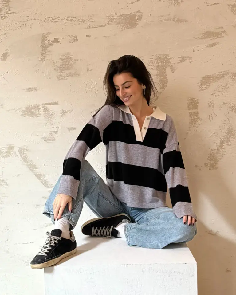 Archer Cashmere Ryan Rugby Polo Sweater