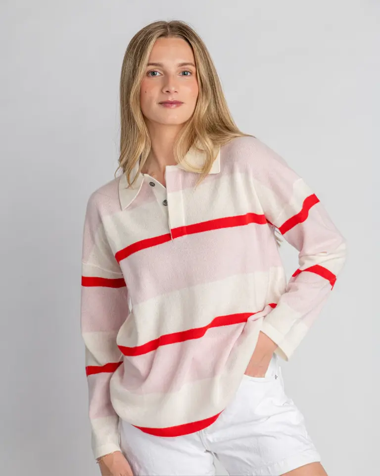 Archer Cashmere Ryan Rugby Polo Sweater