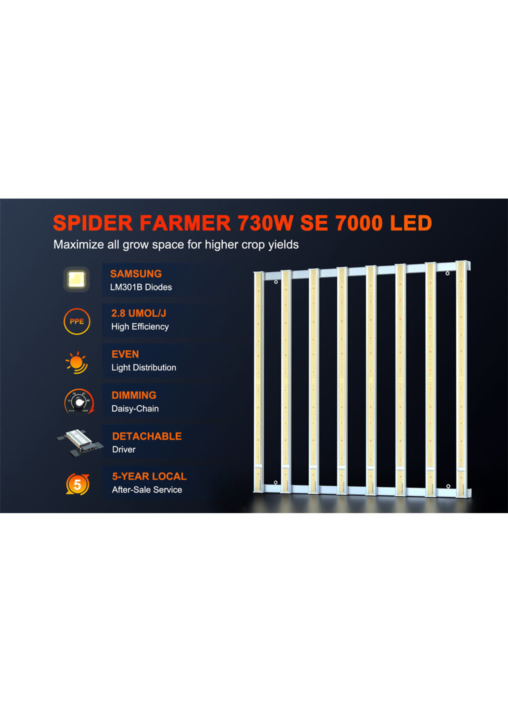 Spider Farmer Spider Farmer®SE7000 730W Upgrade Version Full Spectrum LED Grow Light with Dimmer Knob