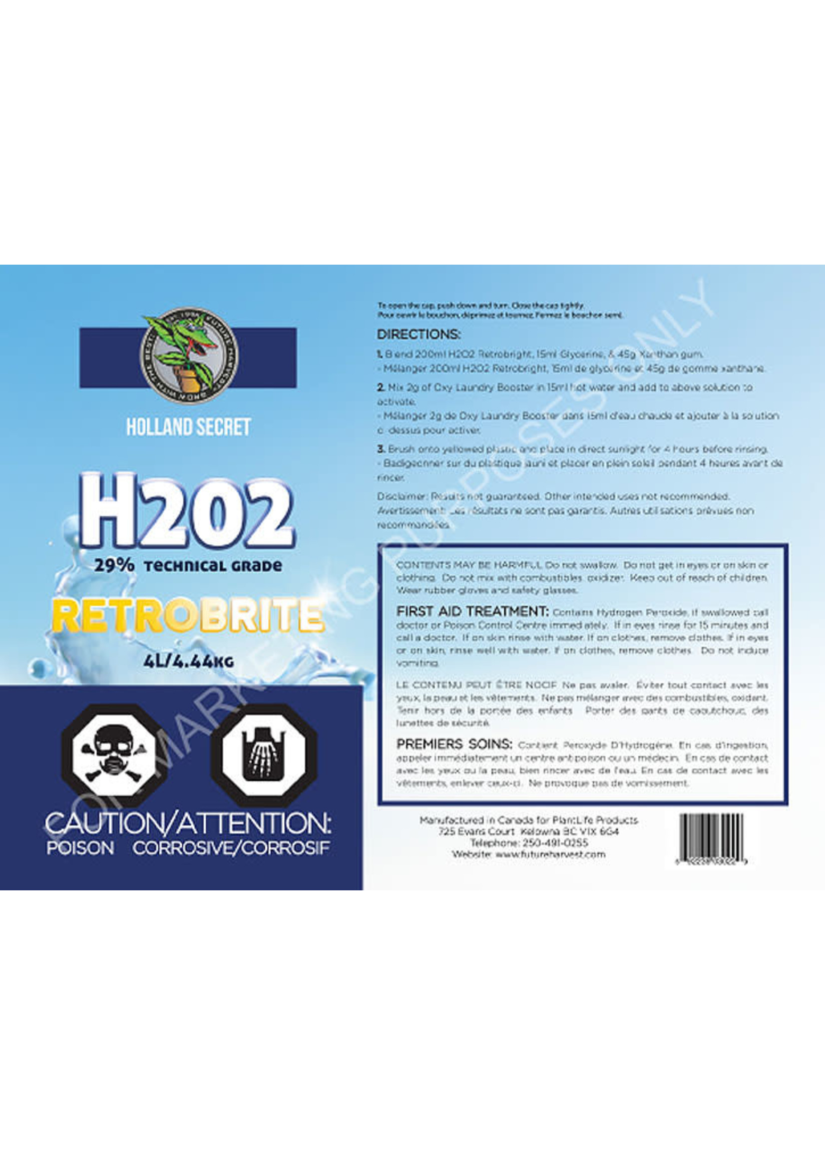 Future Harvest HYDROGEN PEROXIDE  H2O2 29% – RETROBRITE. IN-STORE ONLY!!