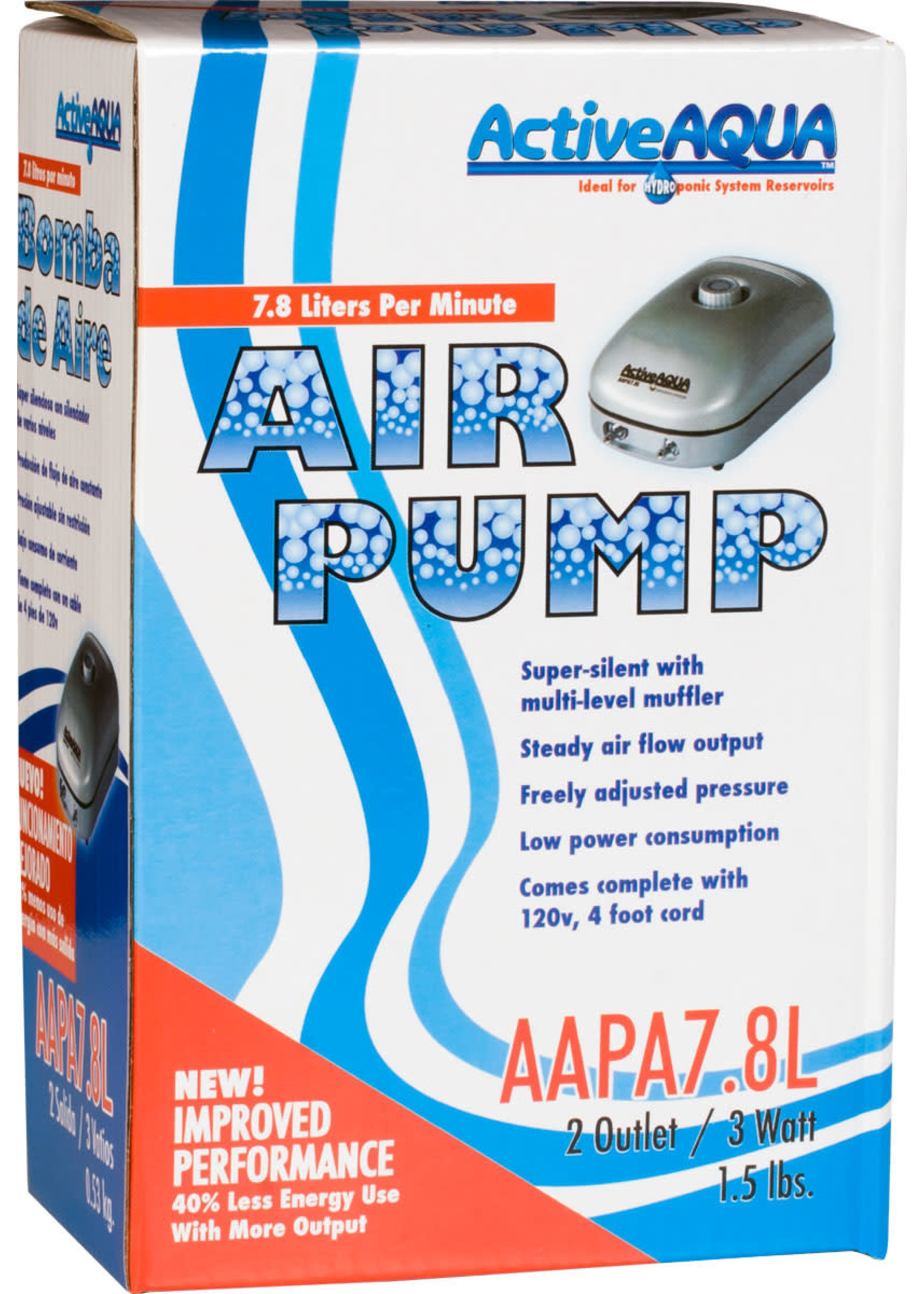 Active Air Active Aqua Air Pump, 2 Outlets, 3W, 7.8 L/min