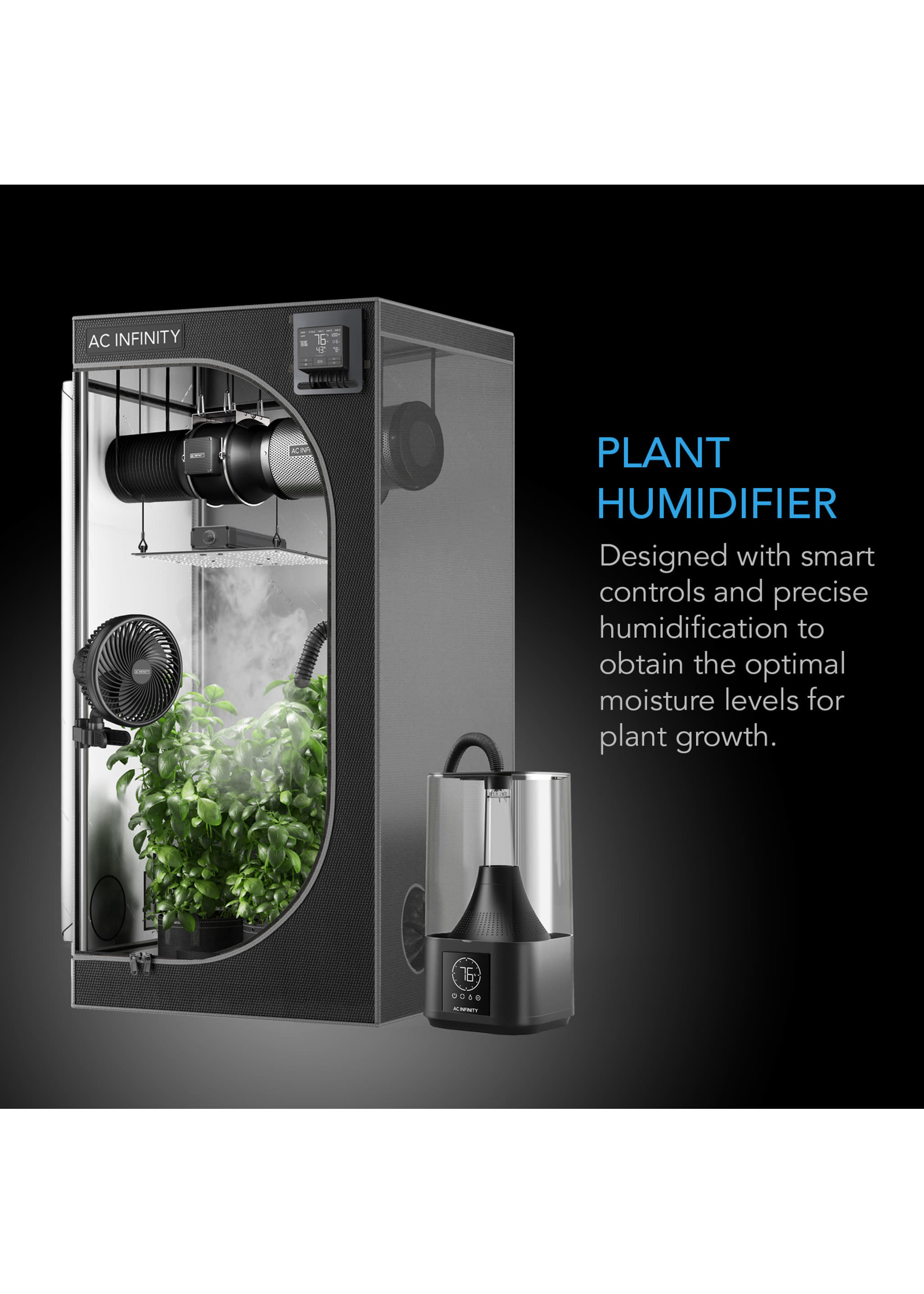 AC Infinity CLOUDFORGE T3, ENVIRONMENTAL PLANT HUMIDIFIER, 4.5L, SMART CONTROLS, TARGETED VAPORIZING