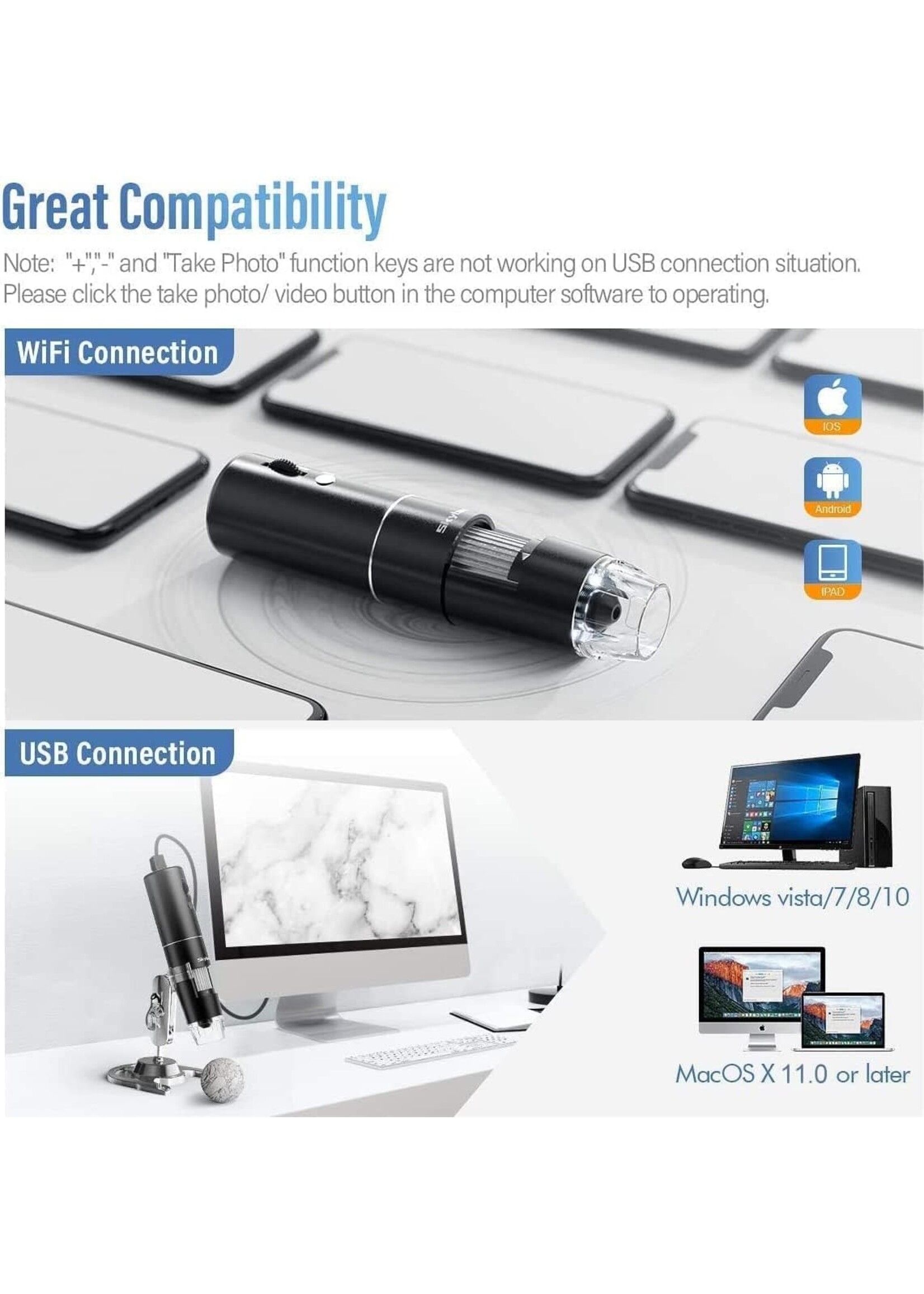 Skybasic Wireless Digital Microscope 50X-1000X