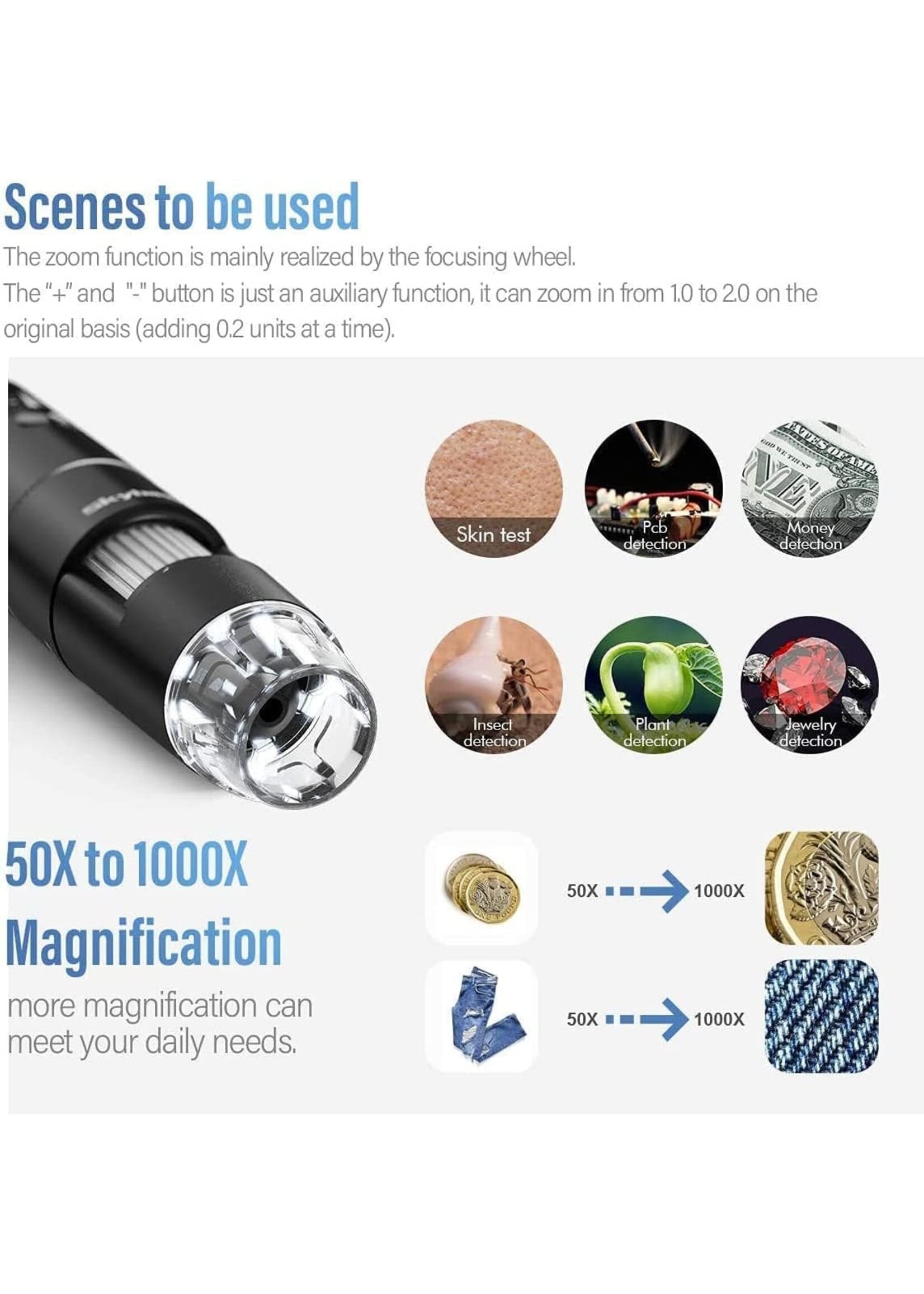 Skybasic Wireless Digital Microscope 50X-1000X