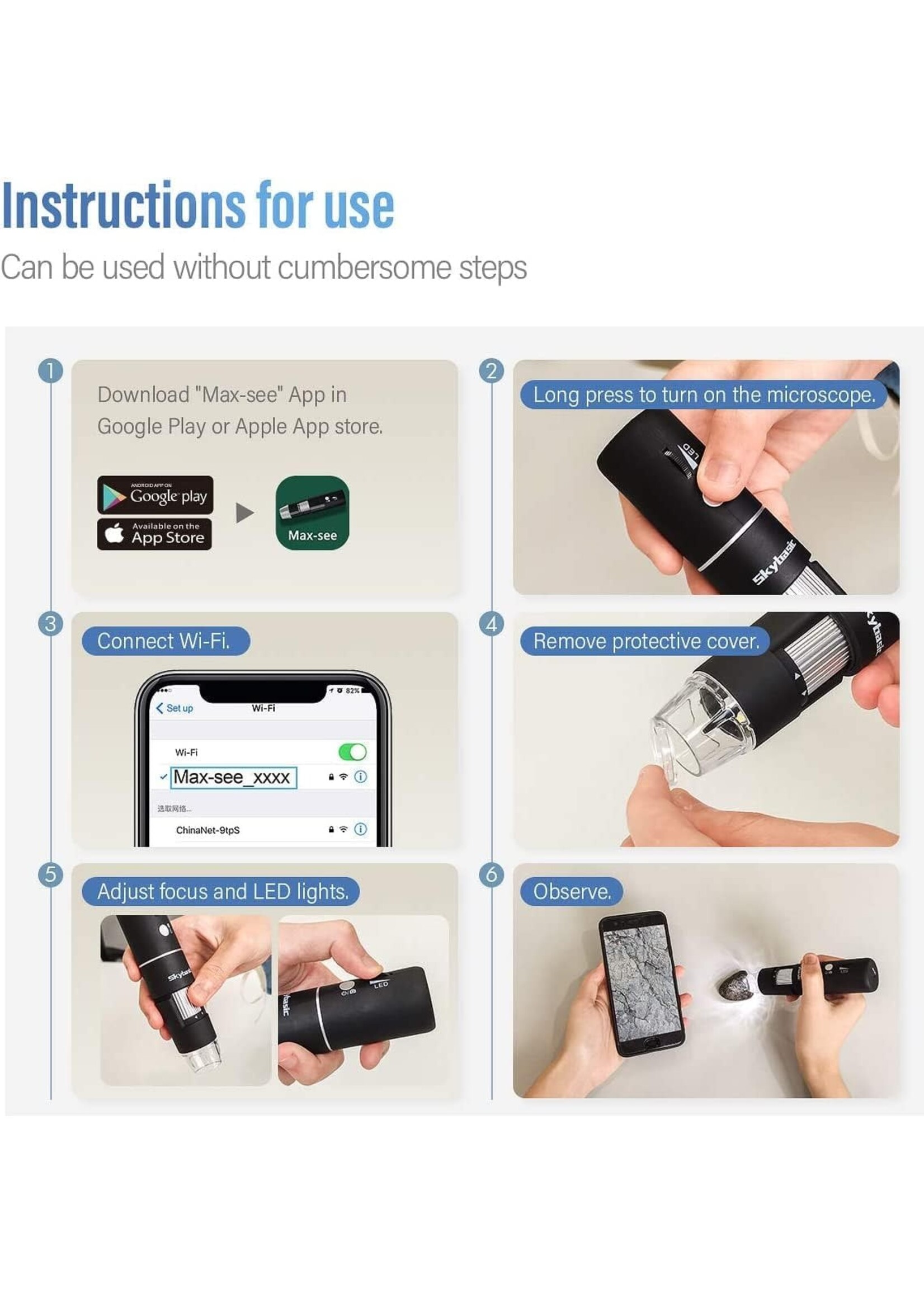 Skybasic Wireless Digital Microscope 50X-1000X