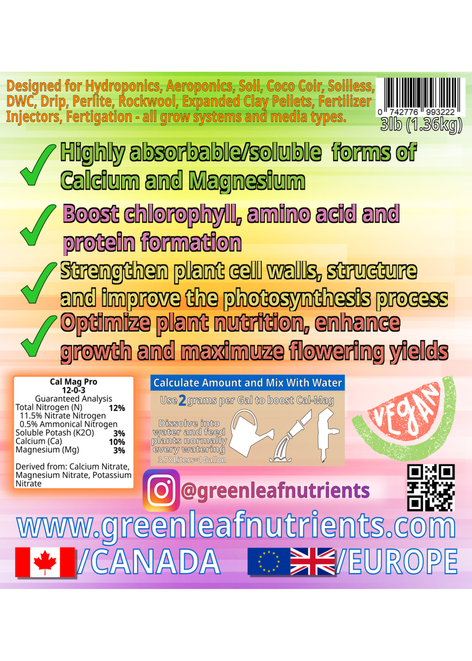 Greenleaf Nutrients Cal+Mag Pro 12-0-3