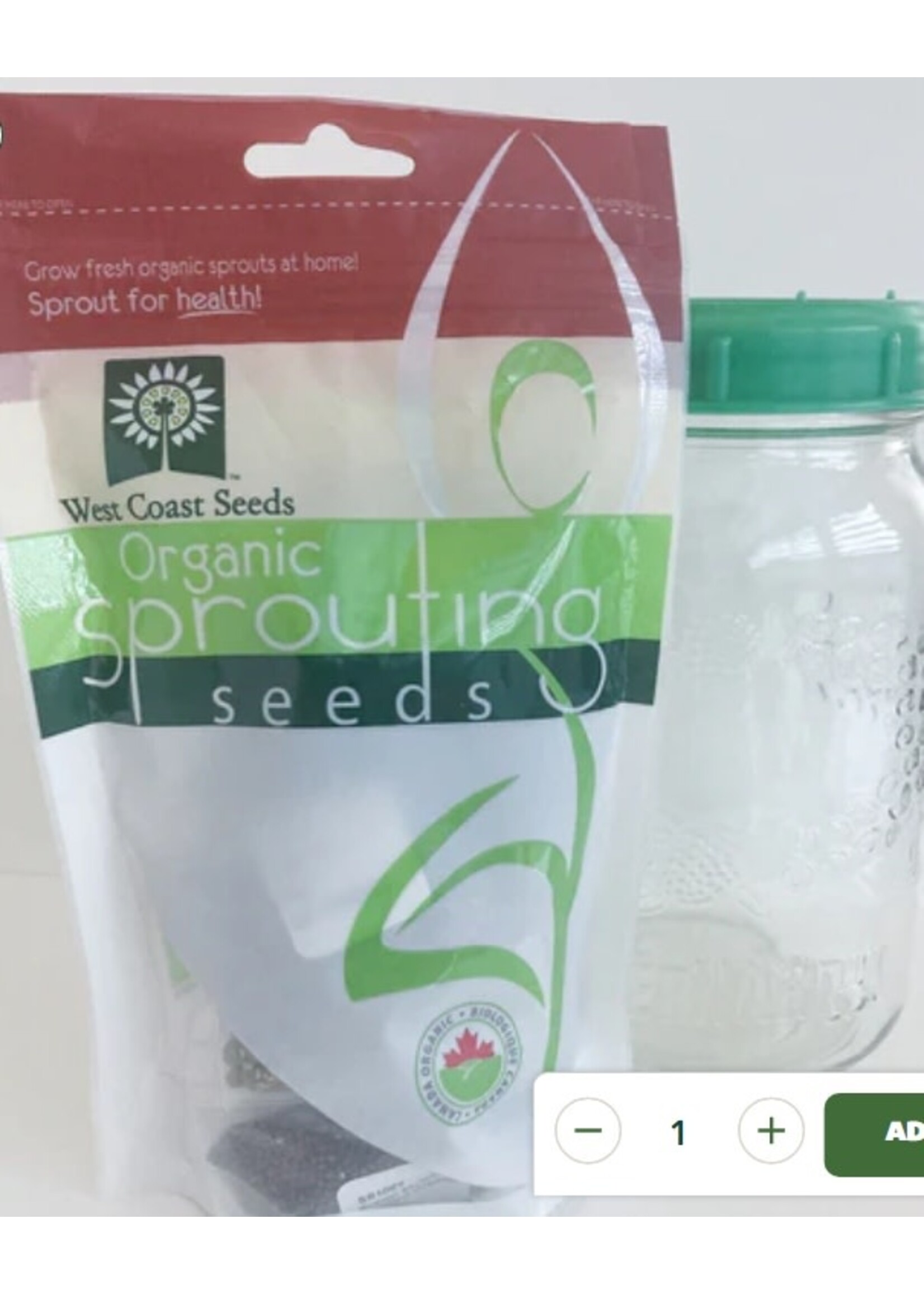 WestCoast Seeds Sprouting Jar with Plastic Lid and Seeds