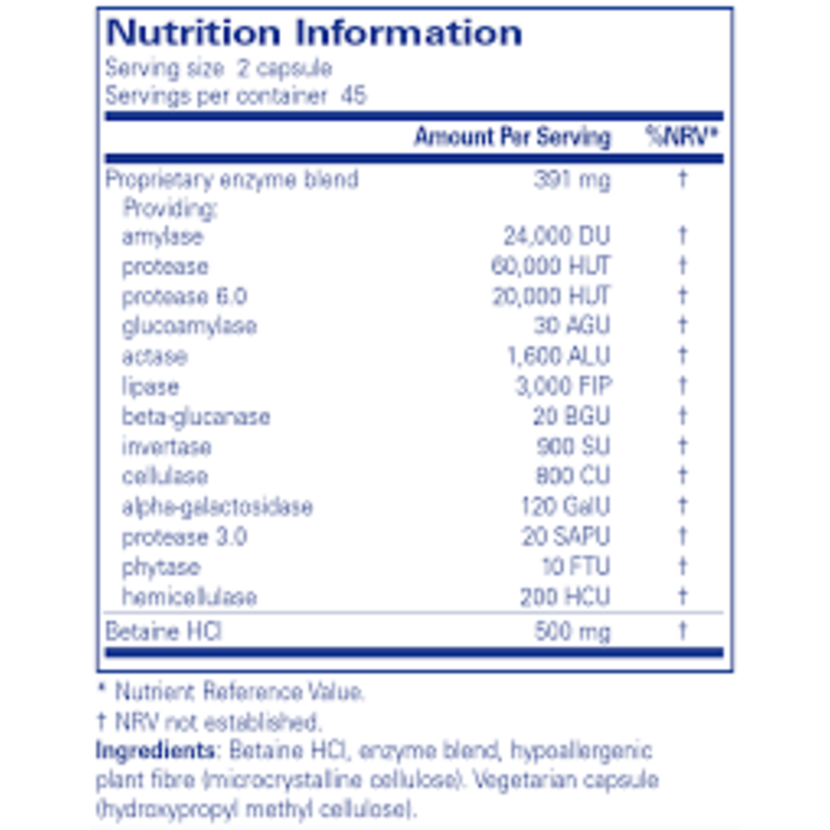 Digestive Enzymes Ultra w/Betaine HCI 90 Capsules (Pure) Natures