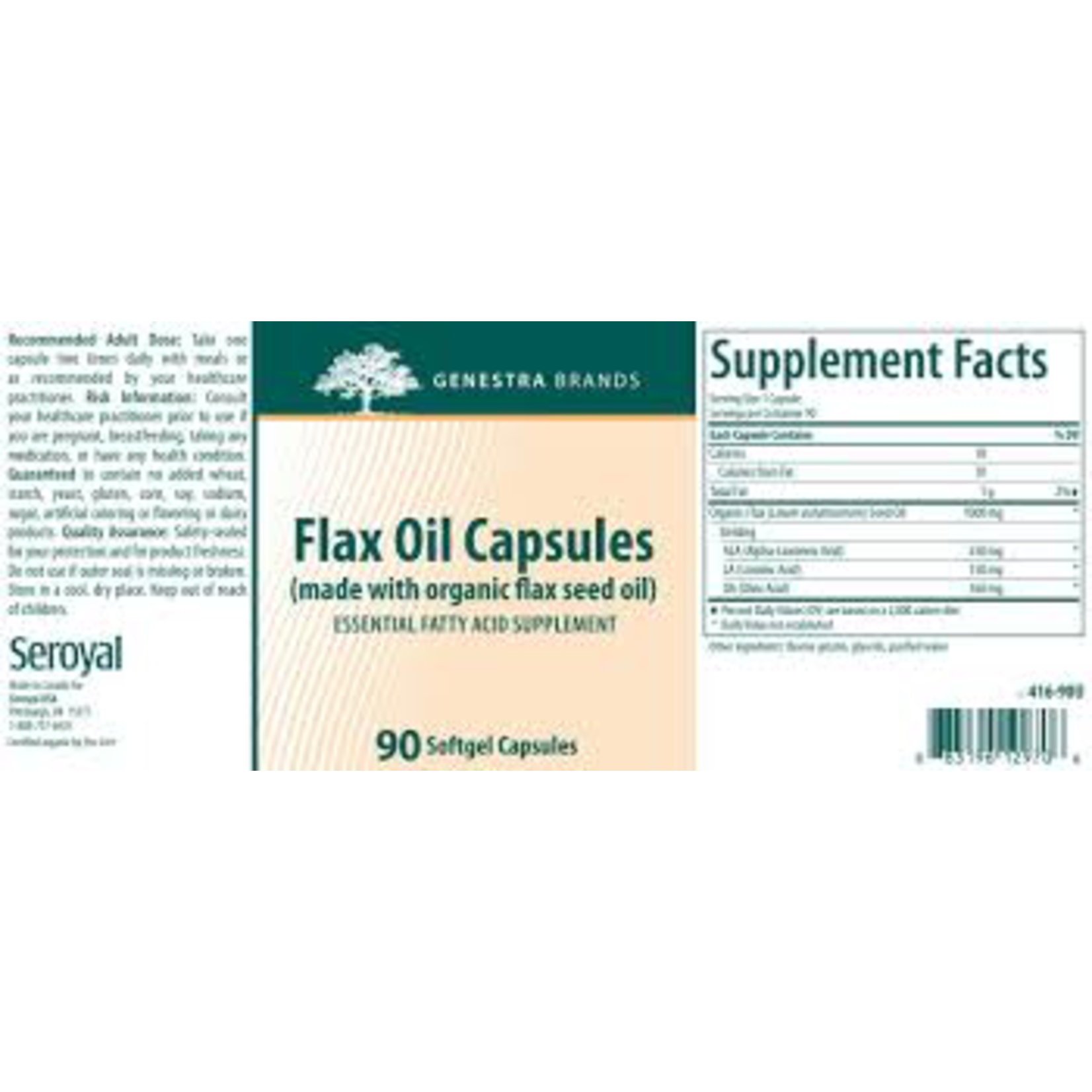 Flax Oil 90 Softgels Capsules (Genestra) Natures Medicinary