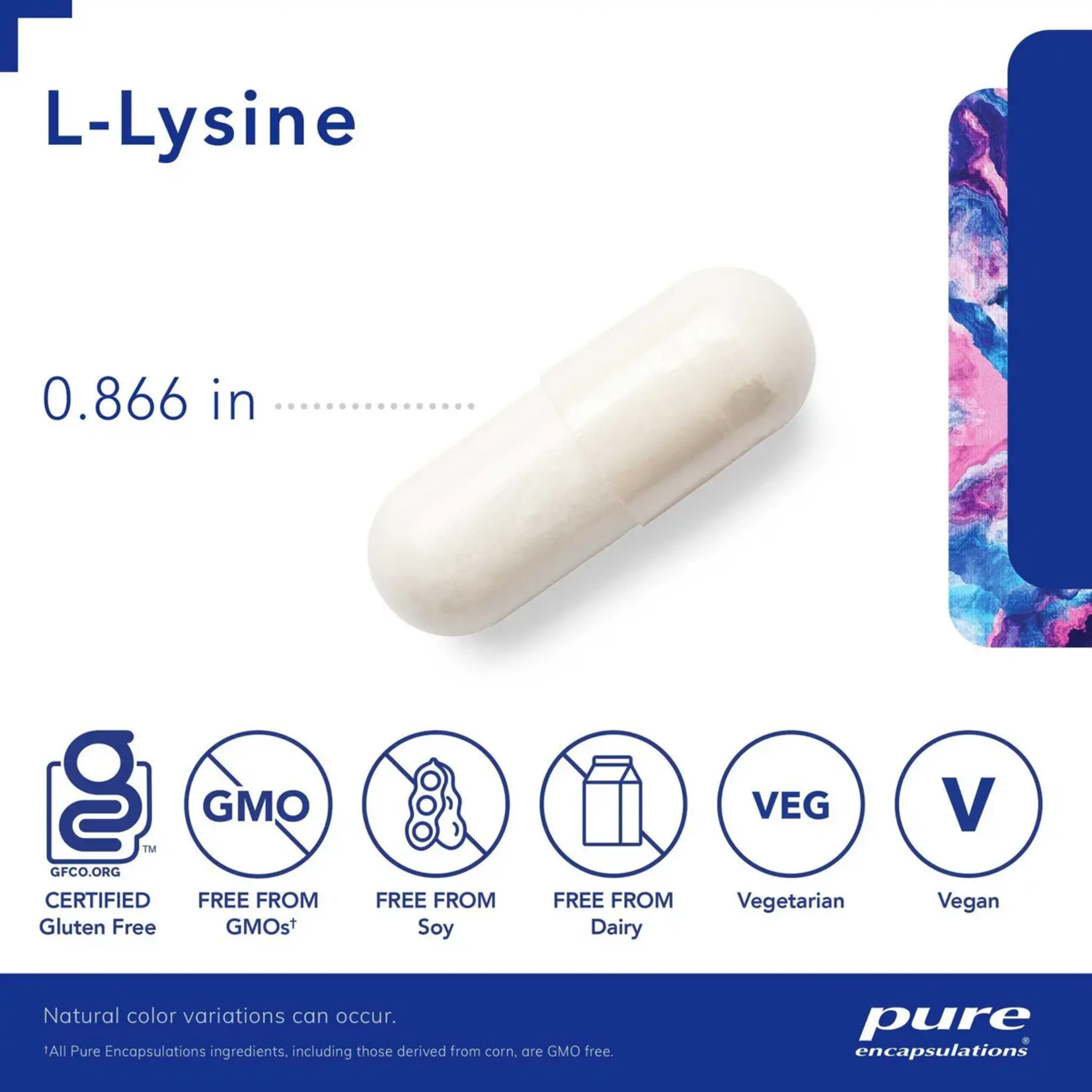 Pure Encapsulations l-Lysine, 500mg  (Pure)