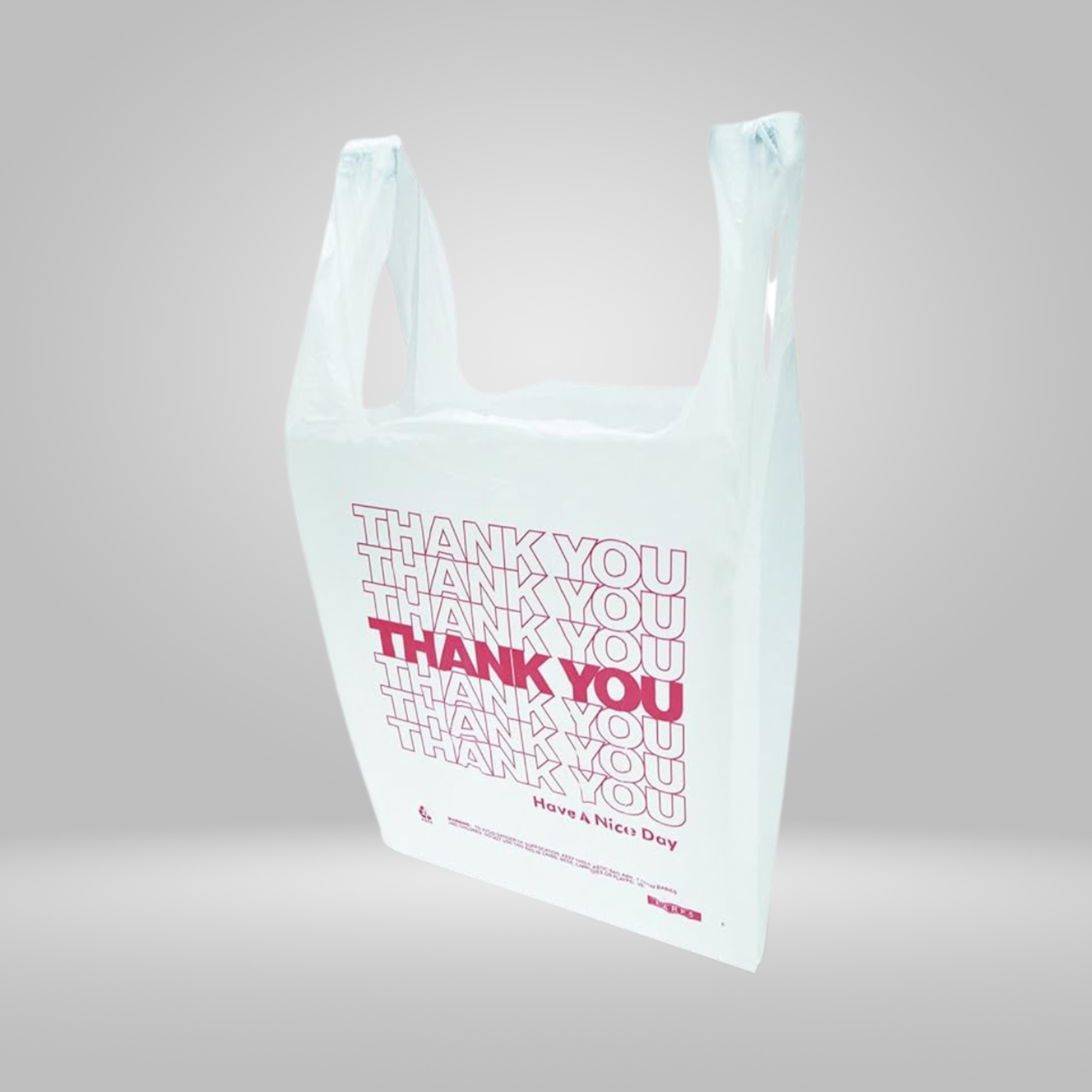 Agio D&J - HDPE 13 Mic, T-Shirt Bag Film Red Print "Thank you"  8"X4"X16"