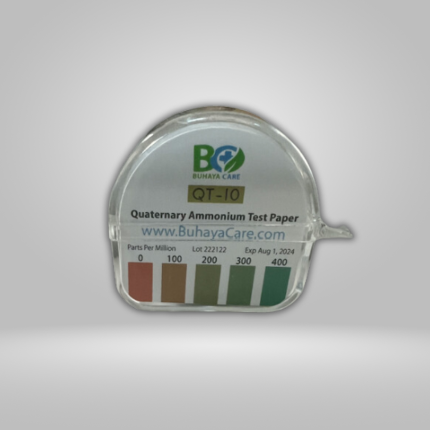 Buhaya Care Buhaya - Quaternary Ammonium (QT-10) Sanitizer Test Paper/Kit/Strips, 0-400 ppm for Food and Beverage Establishments