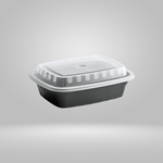 A & J A & J - Single Compartment Black Rectangular Microwavable Containers