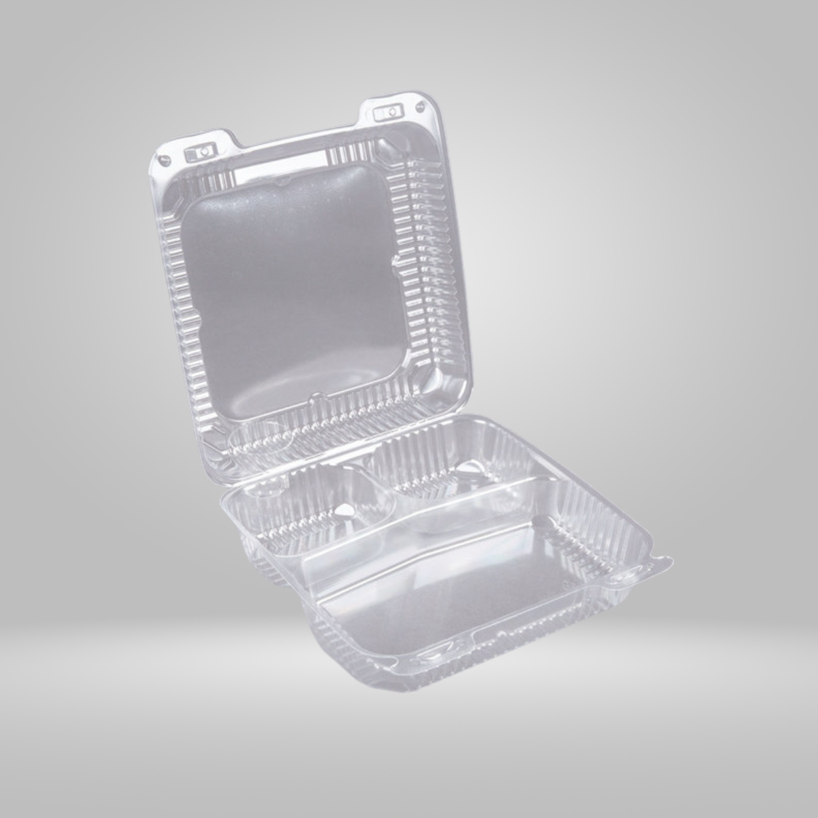 Buhaya Choice Buhaya - 3-compartment Clear Hinged Containers 9" 150 pcs/case