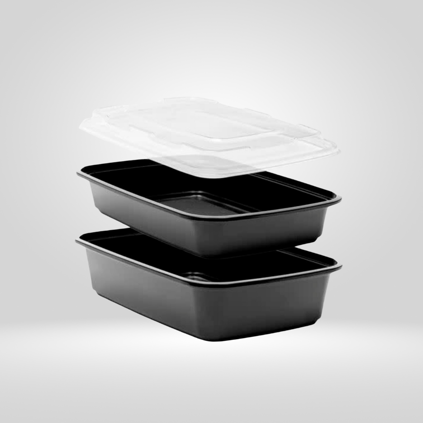 Gladway Gladway - Single Compartment Black Rectangular Microwaveable Containers with Clear Lid