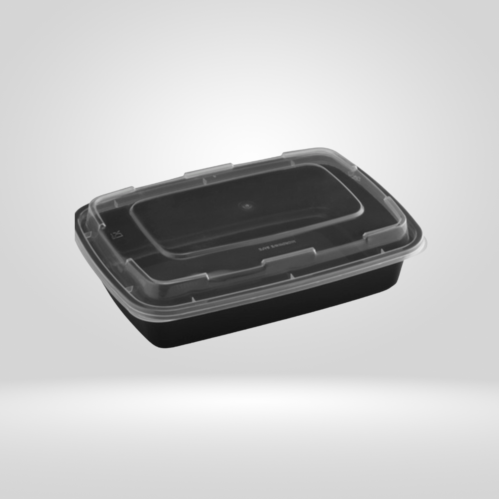 Gladway Gladway - Single Compartment Black Rectangular Microwaveable Containers with Clear Lid