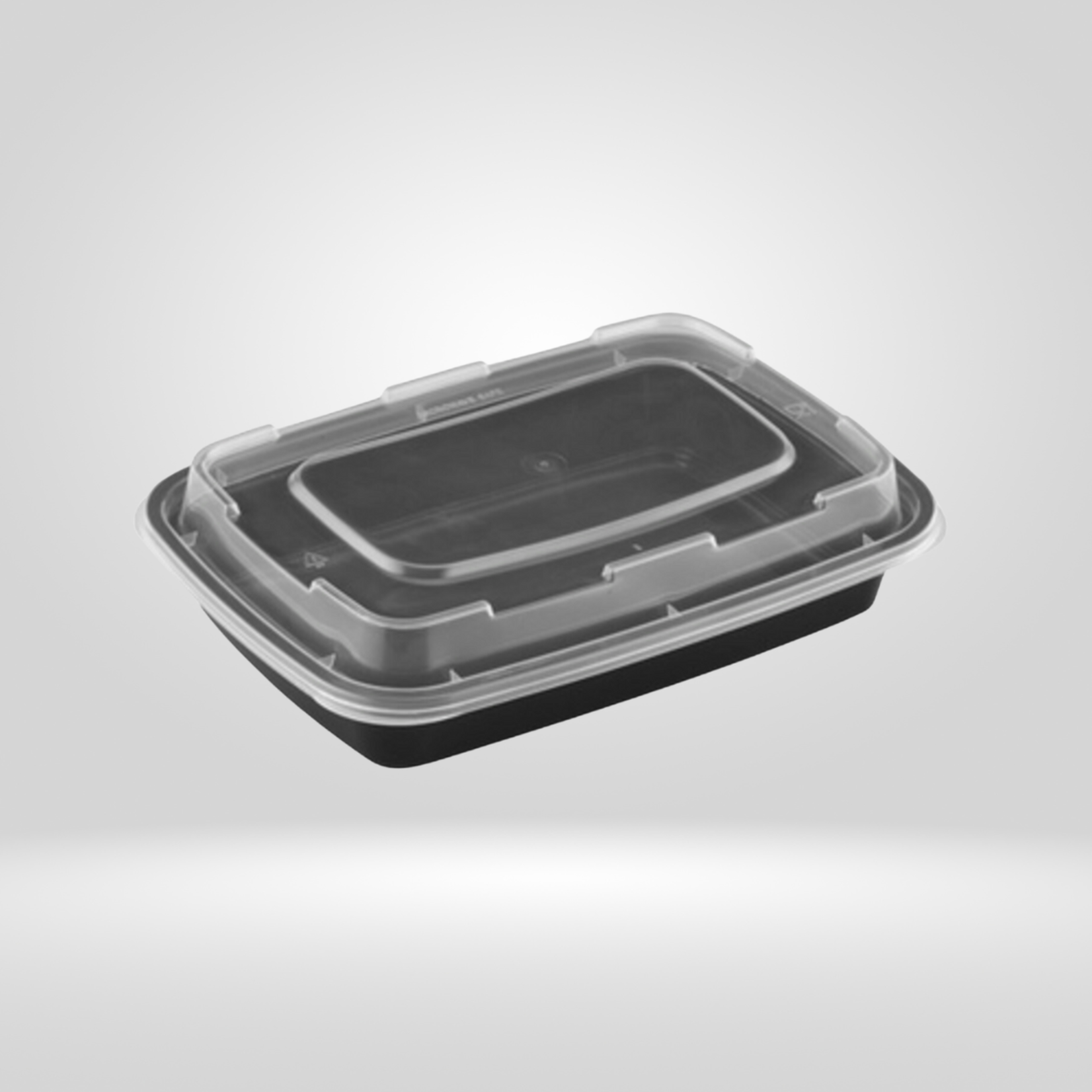 Gladway Gladway - Single Compartment Black Rectangular Microwaveable Containers with Clear Lid