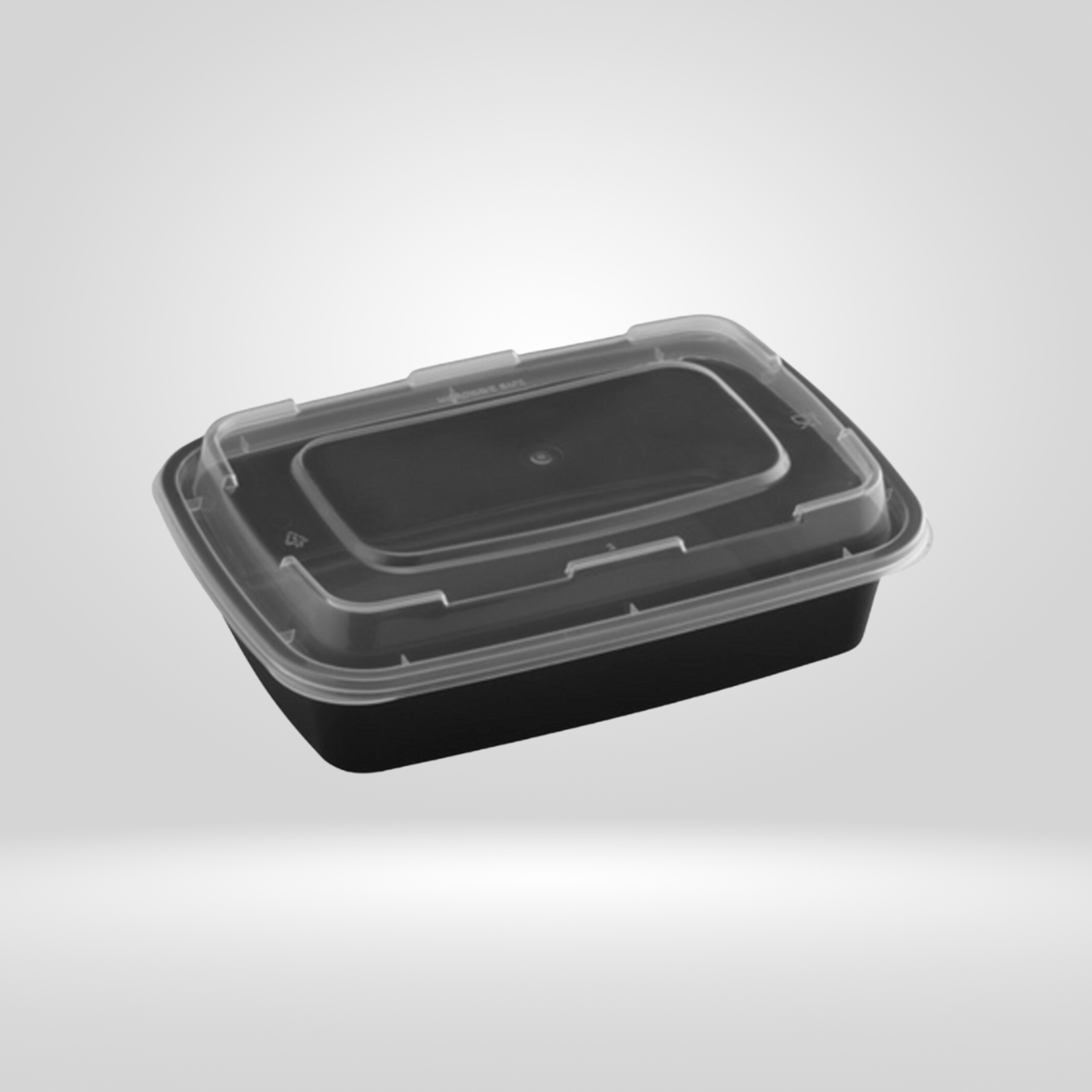 Gladway Gladway - Single Compartment Black Rectangular Microwaveable Containers with Clear Lid