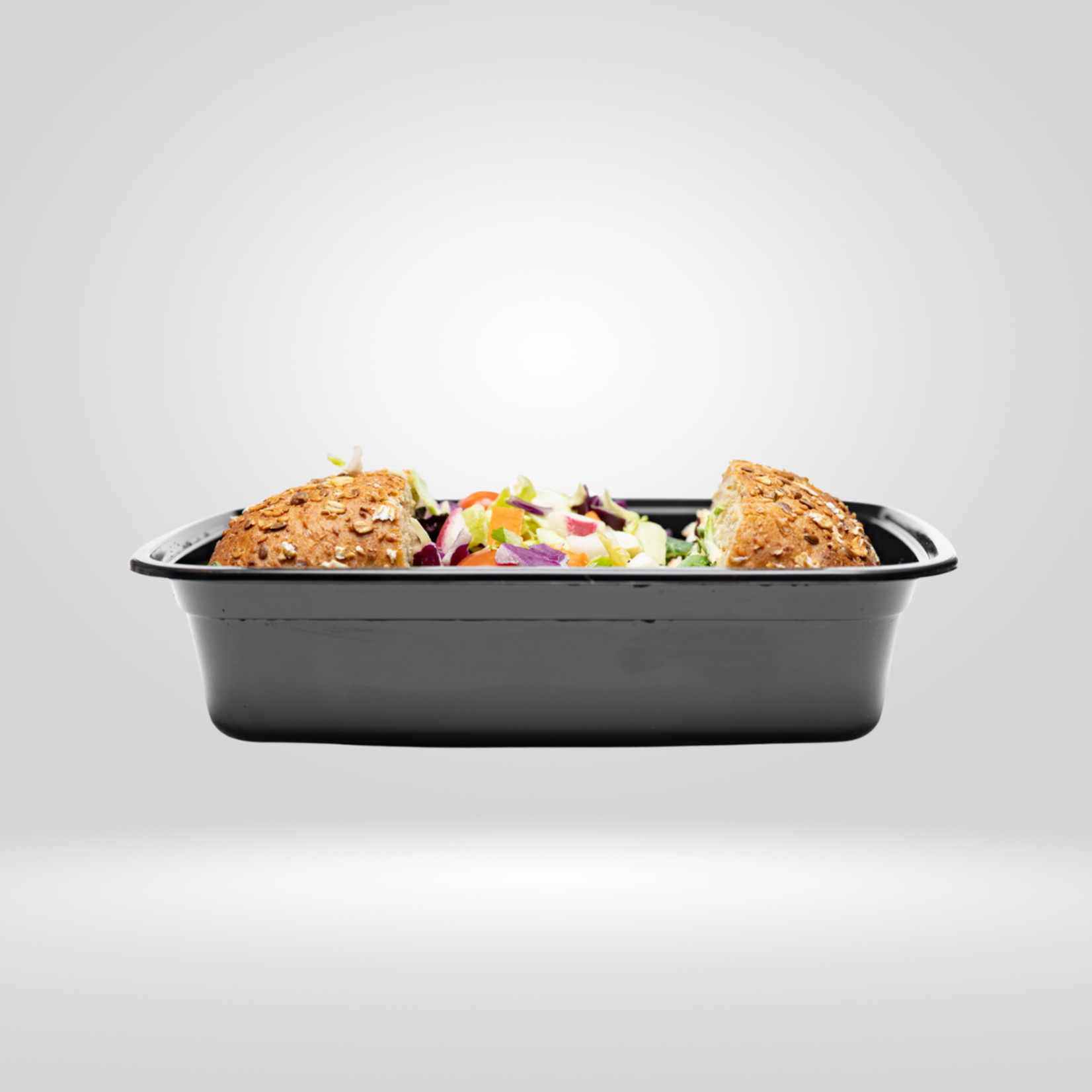 Gladway Gladway - Single Compartment Black Rectangular Microwaveable Containers with Clear Lid