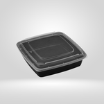 Gladway Gladway - Single Compartment Black Square Combo Microwaveable Container with Clear Lid