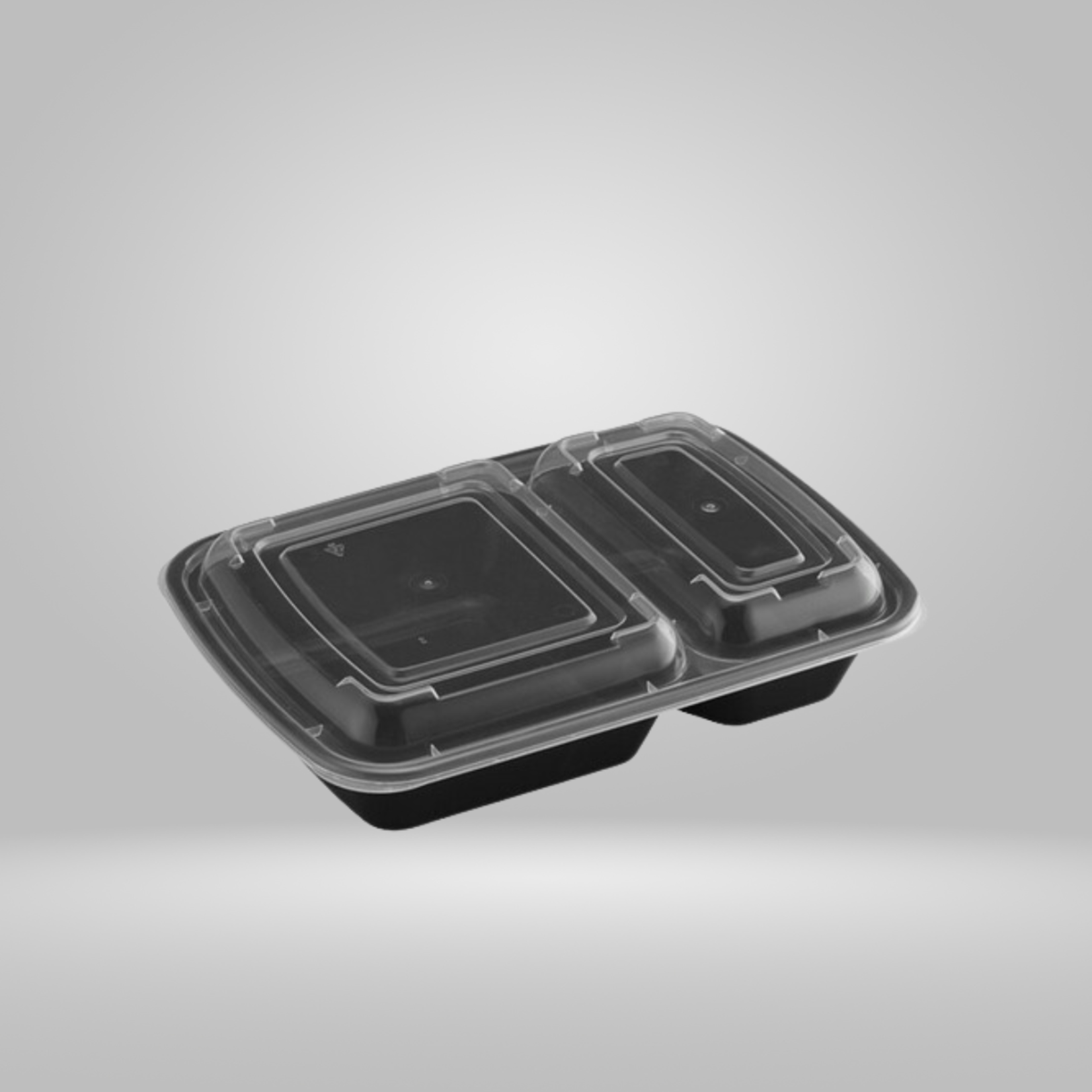 Gladway Gladway - 2-Compartment Black Rectangular Microwaveable Containers with Clear Lid