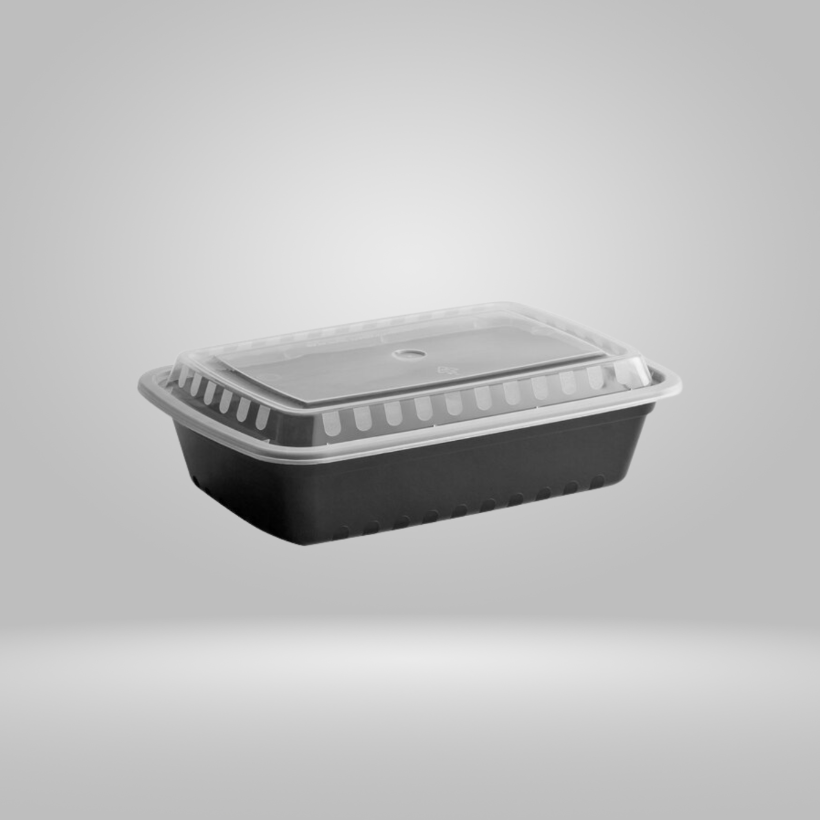 Gladway Gladway - Single Compartment Black Rectangular Microwaveable Containers with Clear Lid