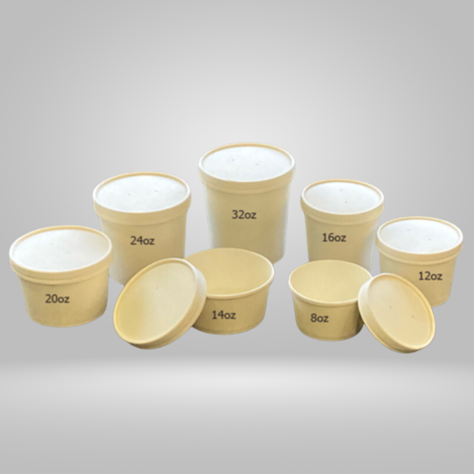 Togo Pak Togo Pak - White Paper Deli Containers Round Combo With Paper Lids