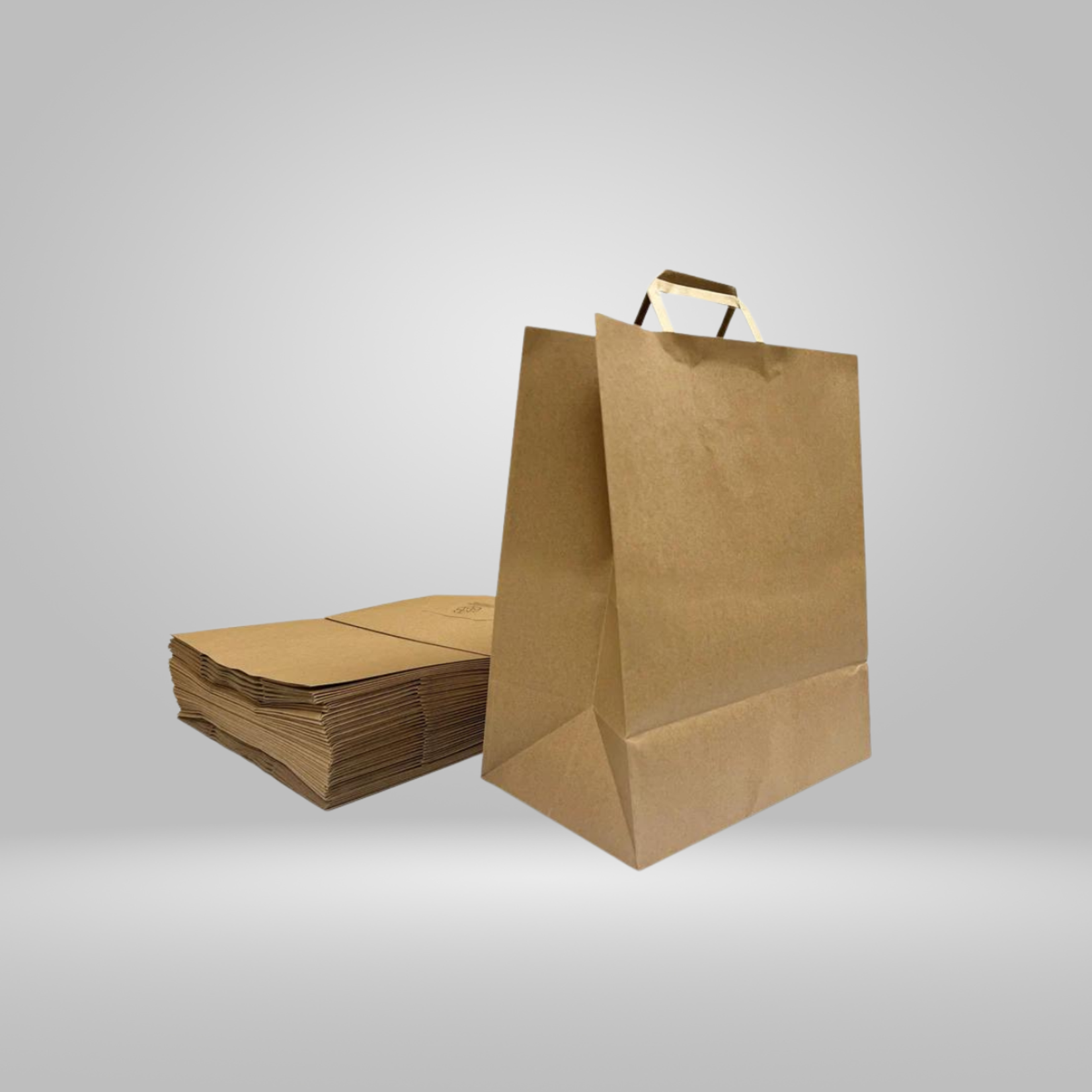 Gladway Togo Pak - Kraft Paper Bags with Flat Handles 12 x 7 x 16.75" (Large) 300 pcs/pack