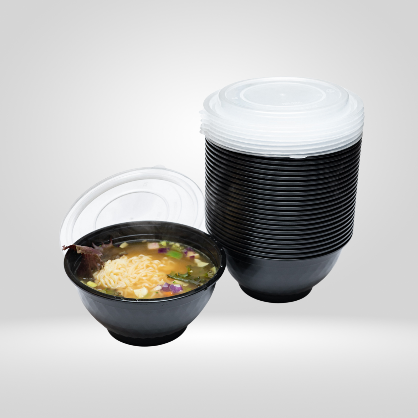 Gladway Gladway - Black Microwavable Noodle Bowl with Lid