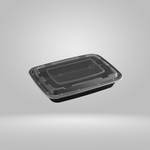 Gladway Gladway - Black Rectangular Microwaveable Shallow Containers with Clear Lid