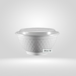 Acko - Food Packer Acko - White PP Noodle Bowls with Clear PP Lids AKA Diamond Bowl