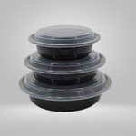 Acko - Food Packer Acko -  Round Black PP Food Containers with Clear PP Lids