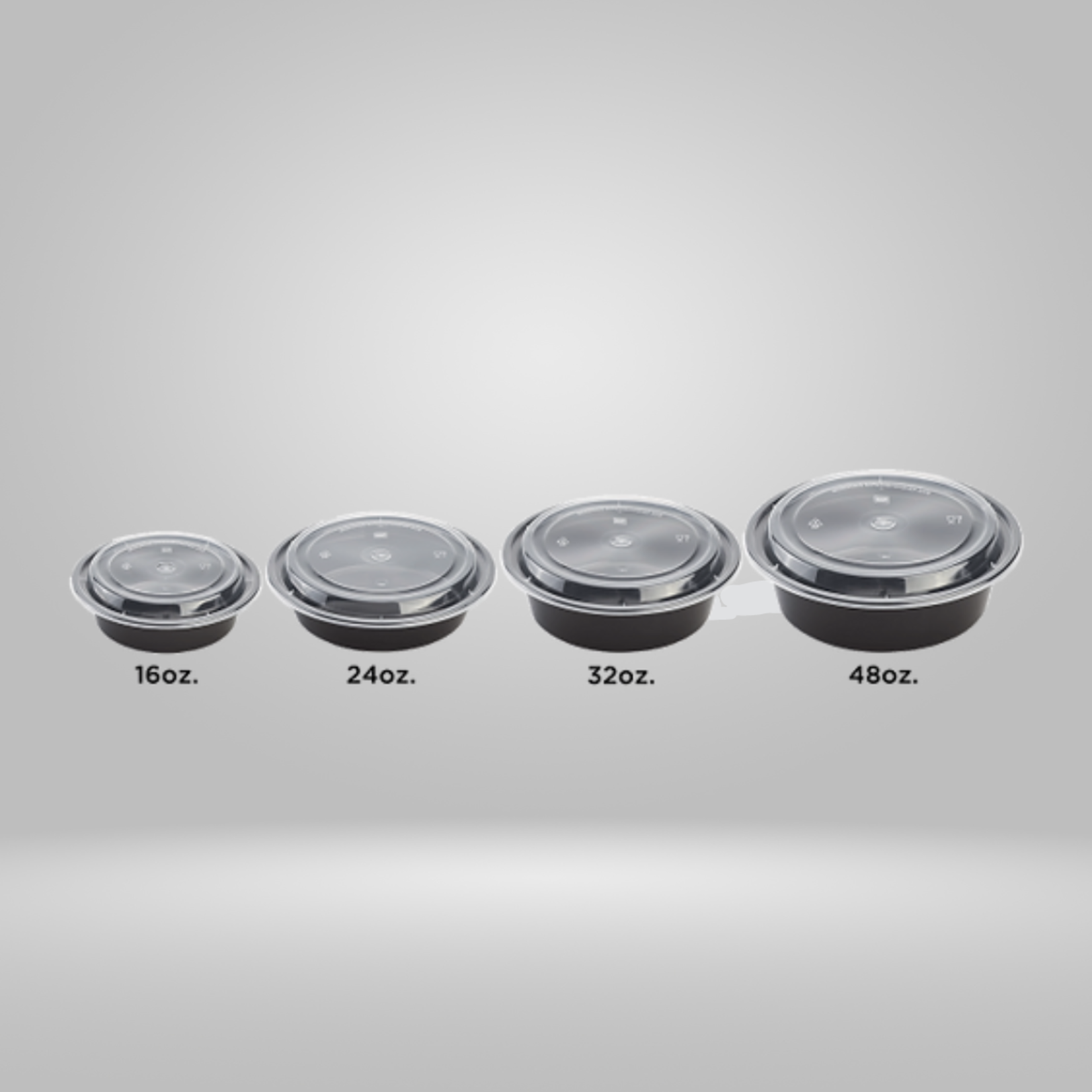 Acko - Food Packer Acko -  Round Black PP Food Containers with Clear PP Lids