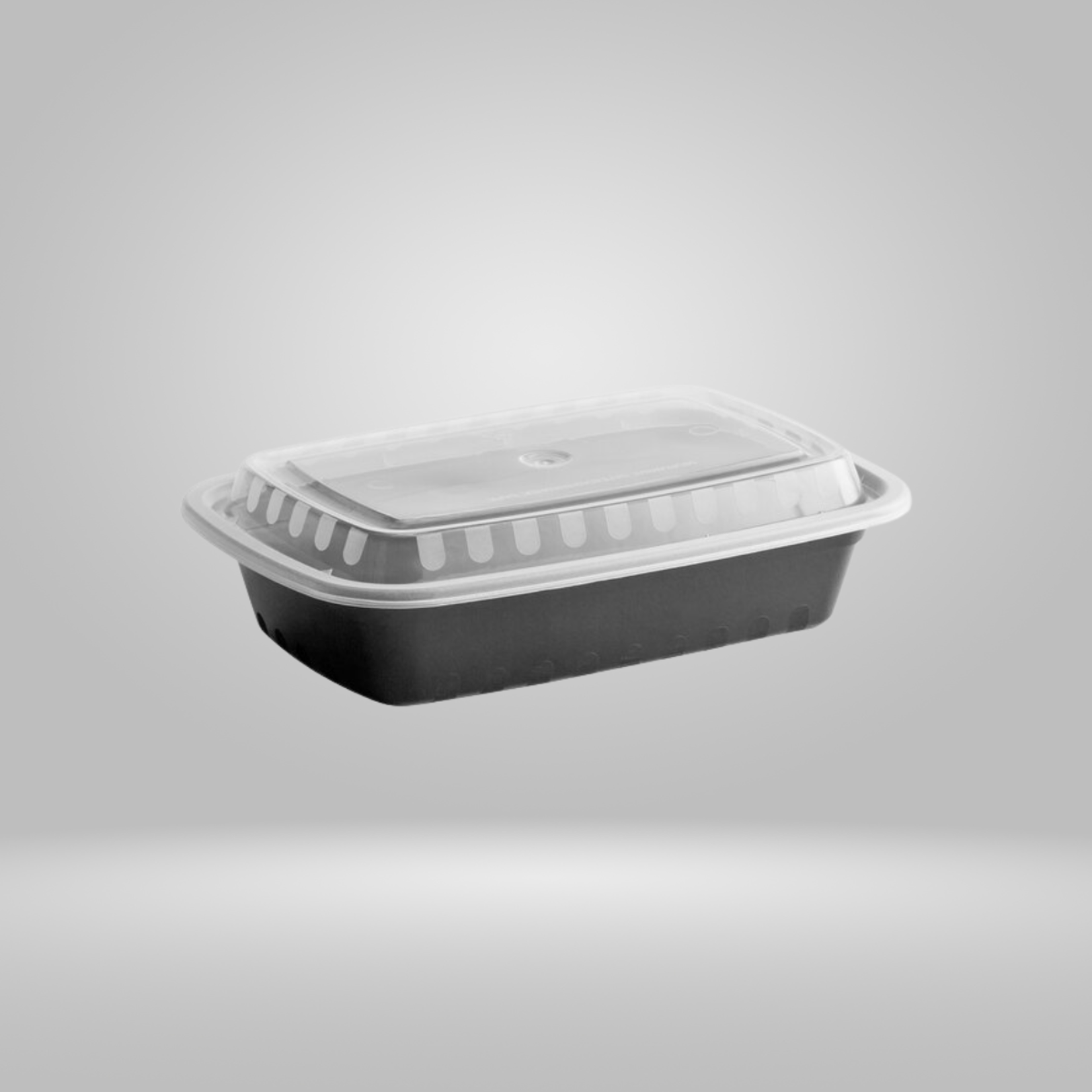 Gladway Gladway - Single Compartment Black Rectangular Microwaveable Containers with Clear Lid