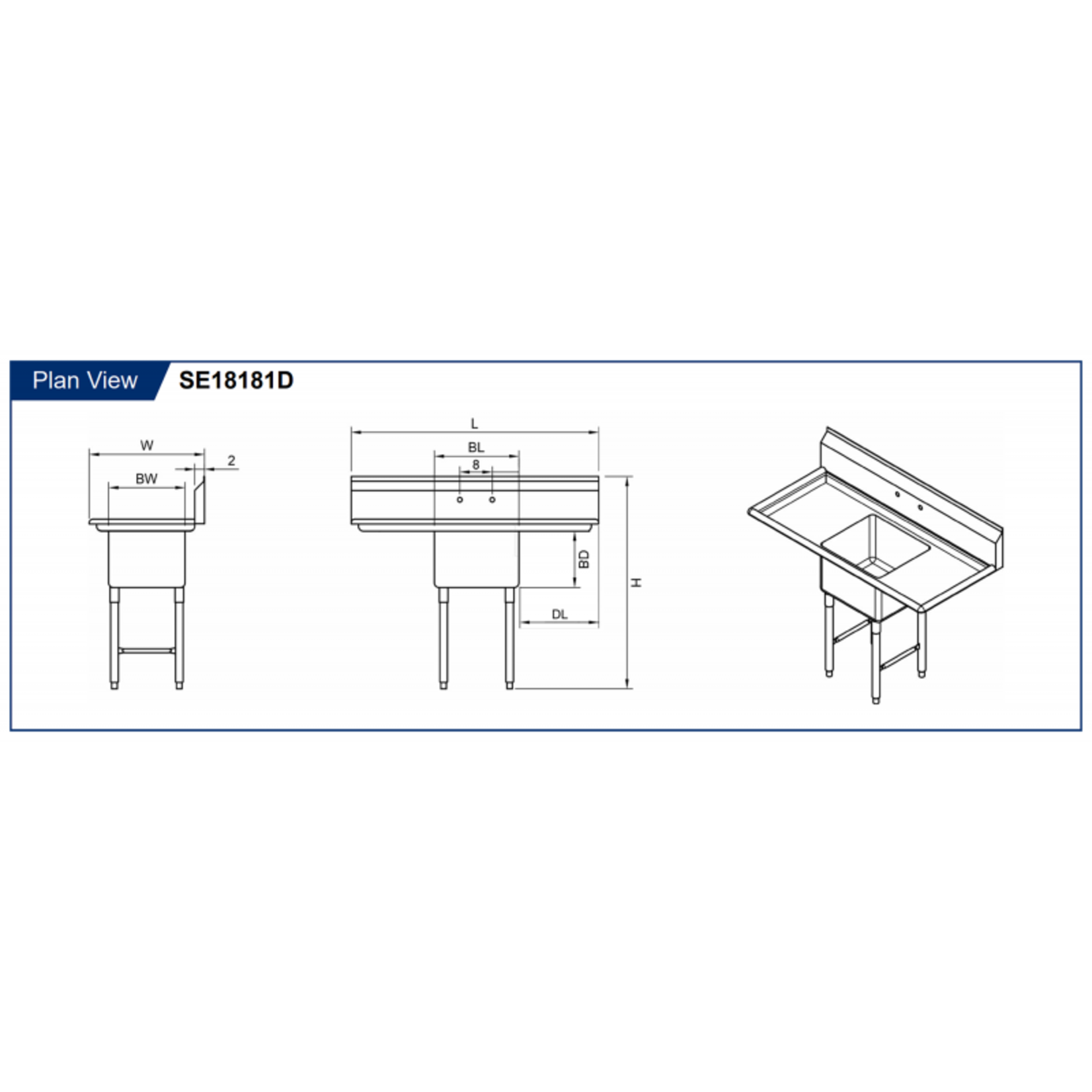 GSW USA GSW - 1 Compartment Sink - 2 Drain Boards